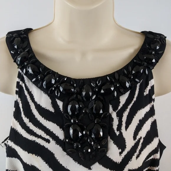 Dressbarn Black And White Zebra Print Sleeveless Dress - Picture 9 of 10